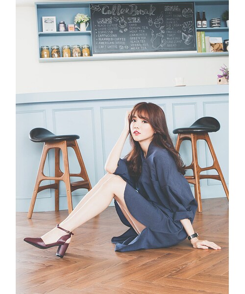 gracegift（グレースギフト）の「尖頭繞踝復古跟鞋（シューズ・レディース・酒紅・35/36/37/38/39/40/41）」の9枚目の写真