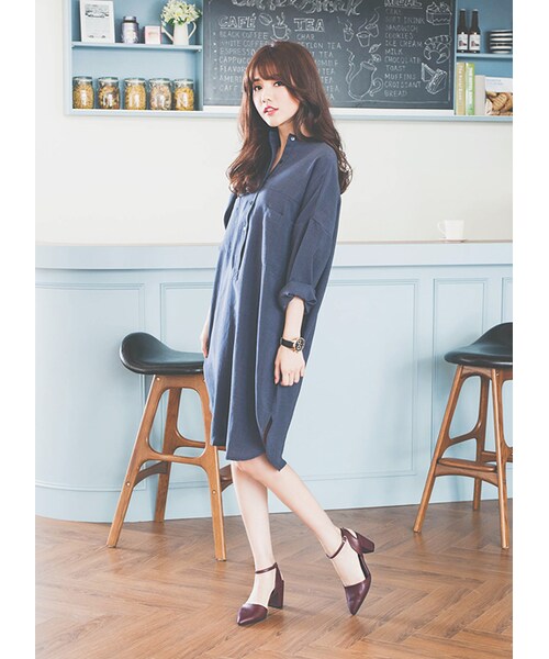 gracegift（グレースギフト）の「尖頭繞踝復古跟鞋（シューズ・レディース・酒紅・35/36/37/38/39/40/41）」の6枚目の写真