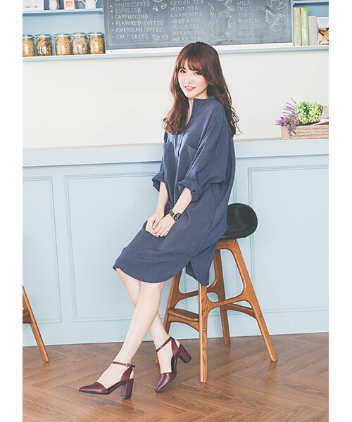 gracegift（グレースギフト）の「尖頭繞踝復古跟鞋（シューズ・レディース・酒紅・35/36/37/38/39/40/41）」の8枚目の写真