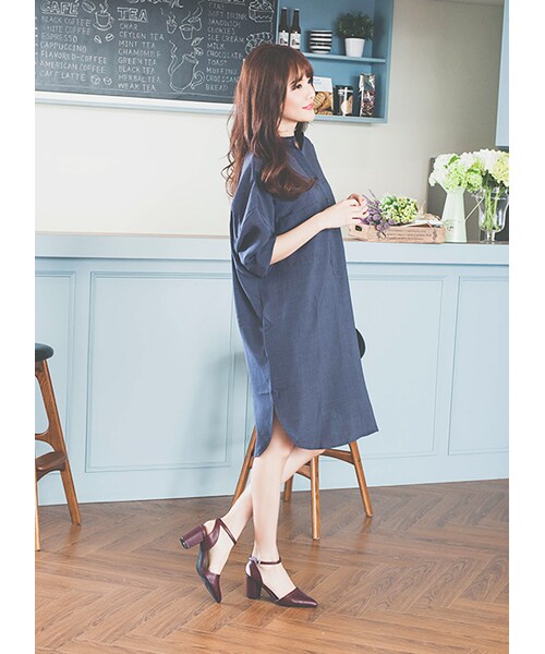 gracegift（グレースギフト）の「尖頭繞踝復古跟鞋（シューズ・レディース・酒紅・35/36/37/38/39/40/41）」の7枚目の写真