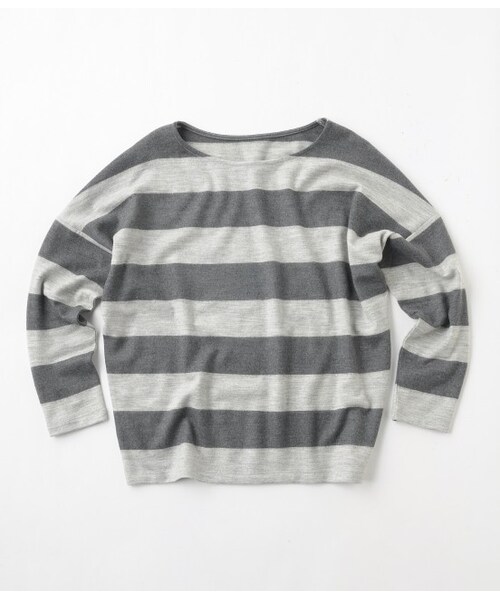 ADAM ET ROPE'（アダムエロペ）の「ウォッシャブル ウールゆるドルマン（トップス・レディース・グレー/ネイビー/ブルー/レッド・38）」の2枚目の写真