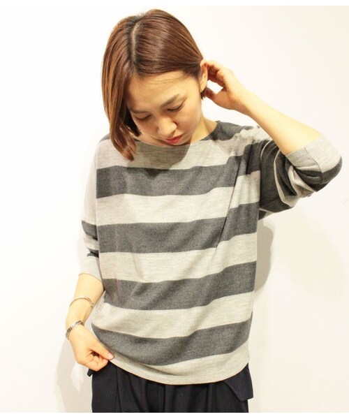 ADAM ET ROPE'（アダムエロペ）の「ウォッシャブル ウールゆるドルマン（トップス・レディース・グレー/ネイビー/ブルー/レッド・38）」の13枚目の写真