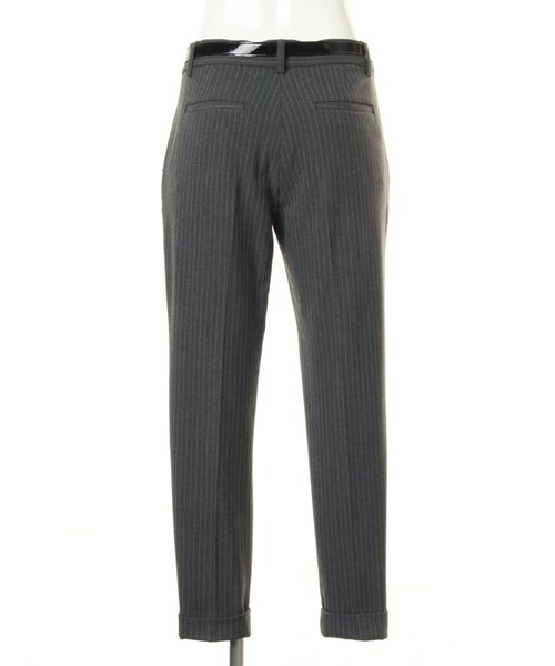 31 Sons de mode（トランテアン　ソン　ドゥ　モード）の「ベルト付ストライプロングパンツ（パンツ・レディース・グレー/ブラック/オフホワイト・36/38）」の5枚目の写真