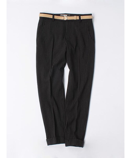 31 Sons de mode（トランテアン　ソン　ドゥ　モード）の「ベルト付ストライプロングパンツ（パンツ・レディース・グレー/ブラック/オフホワイト・36/38）」の3枚目の写真