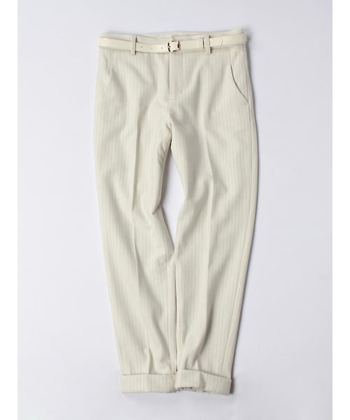 31 Sons de mode（トランテアン　ソン　ドゥ　モード）の「ベルト付ストライプロングパンツ（パンツ・レディース・グレー/ブラック/オフホワイト・36/38）」の2枚目の写真