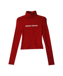 STYLENANDA | ハイネックレタリングトップス(レッド)(その他)