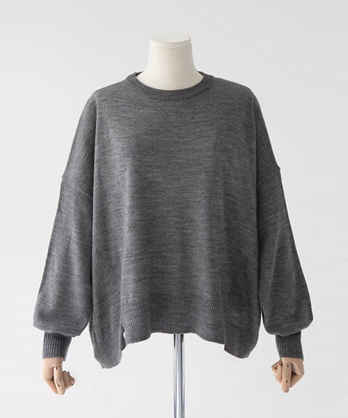 DHOLIC（ディーホリック）の「ラウンドネックショルダードロップヘムニットトップス（ニット/セーター・レディース・アイボリー/カーキ/グレー/ネイビー/ブラック/ベージュ・FREE）」の3枚目の写真