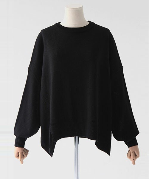 DHOLIC（ディーホリック）の「ラウンドネックショルダードロップヘムニットトップス（ニット/セーター・レディース・アイボリー/カーキ/グレー/ネイビー/ブラック/ベージュ・FREE）」の2枚目の写真