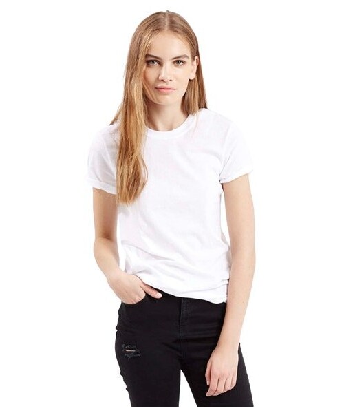 TOPSHOP(トップショップ)の「Topshop Roll Sleeve Crewneck Tee(Tシャツ/カットソー・レディース・Black/Gray/White・Small/Medium/Large)」の2枚目の写真