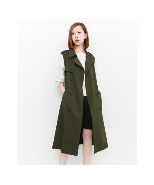 KBF(ケイビーエフ)の「ノースリーブトレンチコート(ジャケット/アウター・レディース・KHAKI/BEIGE・one)」の3枚目の写真