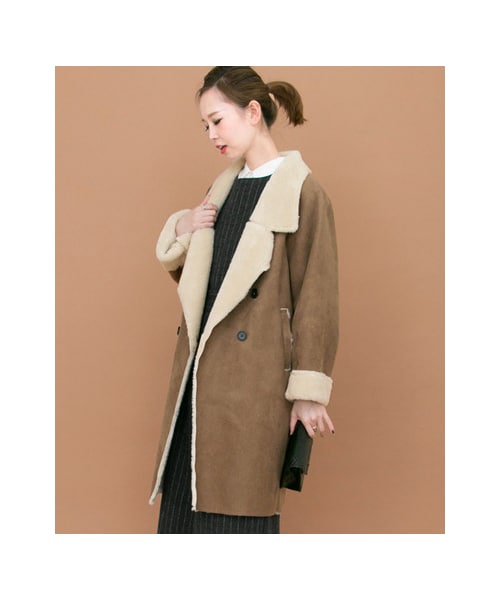 KBF（ケイビーエフ）の「ムートンコート（ジャケット/アウター・レディース・CAMEL/GREIGE/CHARCOAL・one）」の14枚目の写真