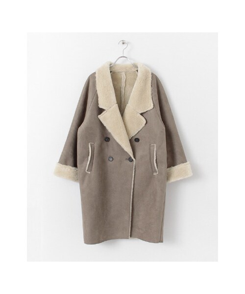 KBF（ケイビーエフ）の「ムートンコート（ジャケット/アウター・レディース・CAMEL/GREIGE/CHARCOAL・one）」の3枚目の写真