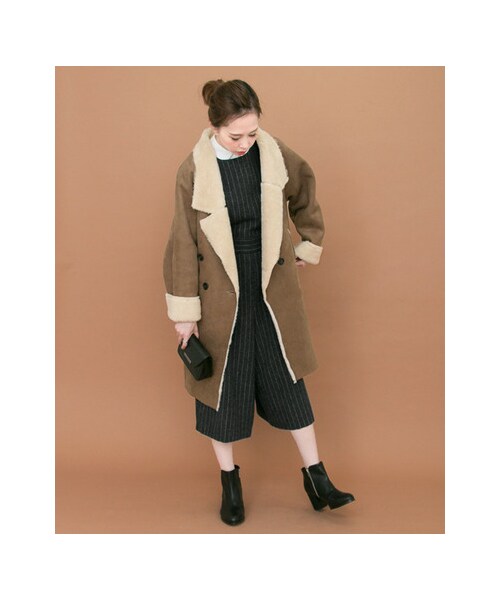 KBF（ケイビーエフ）の「ムートンコート（ジャケット/アウター・レディース・CAMEL/GREIGE/CHARCOAL・one）」の15枚目の写真