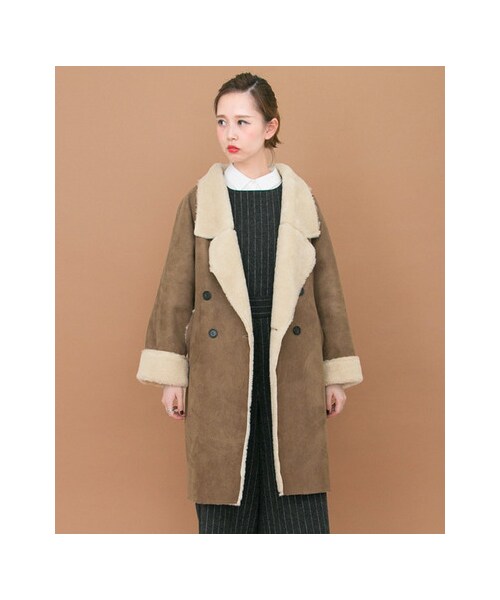 KBF（ケイビーエフ）の「ムートンコート（ジャケット/アウター・レディース・CAMEL/GREIGE/CHARCOAL・one）」の16枚目の写真