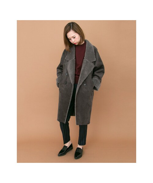 KBF（ケイビーエフ）の「ムートンコート（ジャケット/アウター・レディース・CAMEL/GREIGE/CHARCOAL・one）」の11枚目の写真