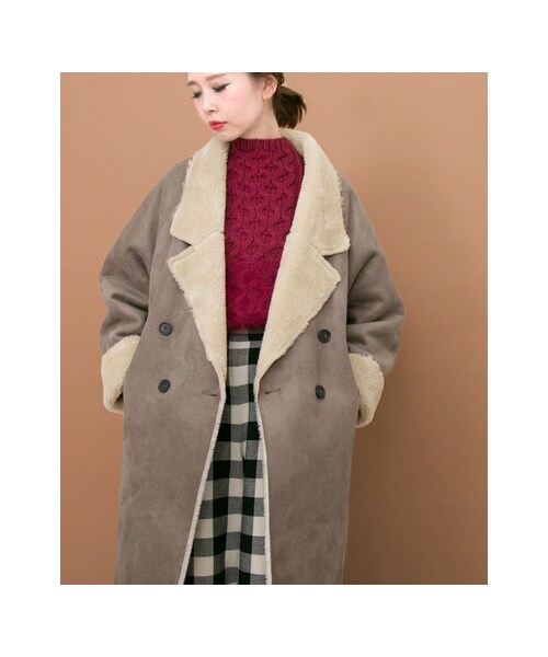 KBF（ケイビーエフ）の「ムートンコート（ジャケット/アウター・レディース・CAMEL/GREIGE/CHARCOAL・one）」の4枚目の写真