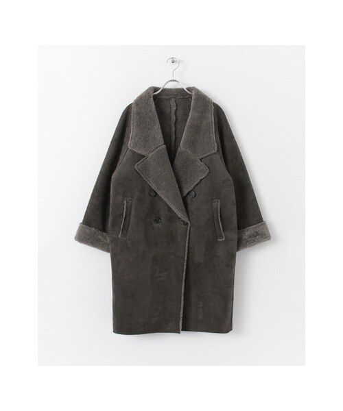 KBF（ケイビーエフ）の「ムートンコート（ジャケット/アウター・レディース・CAMEL/GREIGE/CHARCOAL・one）」の2枚目の写真