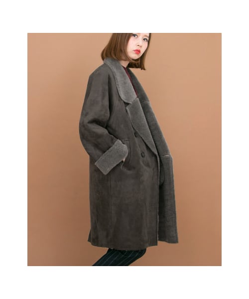 KBF（ケイビーエフ）の「ムートンコート（ジャケット/アウター・レディース・CAMEL/GREIGE/CHARCOAL・one）」の8枚目の写真