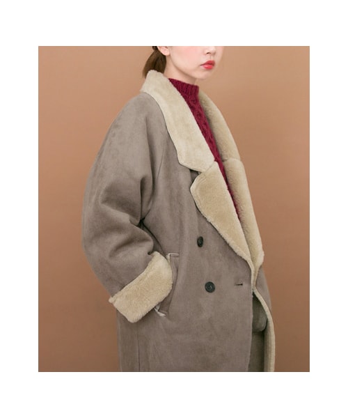 KBF（ケイビーエフ）の「ムートンコート（ジャケット/アウター・レディース・CAMEL/GREIGE/CHARCOAL・one）」の5枚目の写真