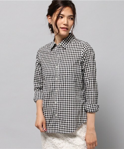 FREDY&GLOSTER（フレディアンドグロスター）の「綿ローンレギュラーシャツ（シャツ/ブラウス・レディース・ホワイト/ブラック系その他/ブルー/ブルー系その他・36/38）」の2枚目の写真
