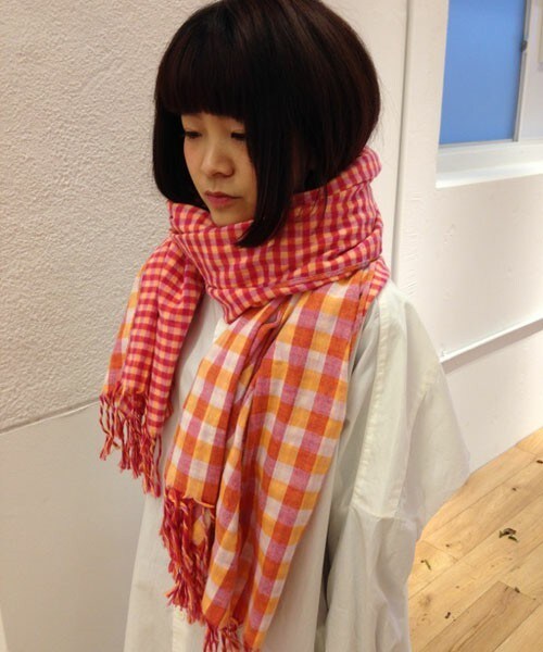 FRAPBOIS（フラボア）の「アフリチェックストール（ストール/ショール・レディース・ブラウン系その他/ピンク系その他・FREE）」の4枚目の写真