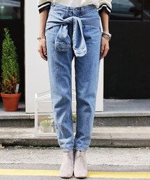 韓国　dholic ディーホリック　evermore ワイド　デニム　XS dholic - [〜3/31] 切りっぱなしロールアップデニムワイドパンツ