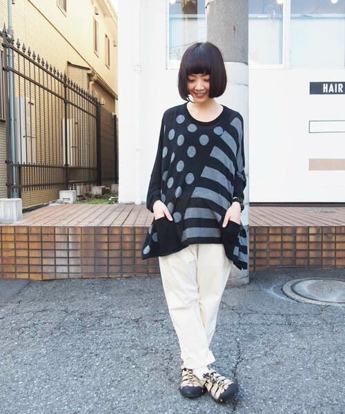 FRAPBOIS（フラボア）の「テンセルコットニット（ニット/セーター・レディース・ブラック/グレー/ベージュ・1）」の2枚目の写真