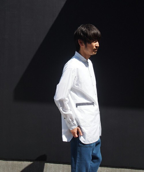 FRAPBOIS（フラボア）の「グランパ（シャツ/ブラウス・メンズ・ホワイト/ブルー/ネイビー・2/3）」の7枚目の写真