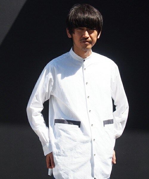 FRAPBOIS（フラボア）の「グランパ（シャツ/ブラウス・メンズ・ホワイト/ブルー/ネイビー・2/3）」の8枚目の写真