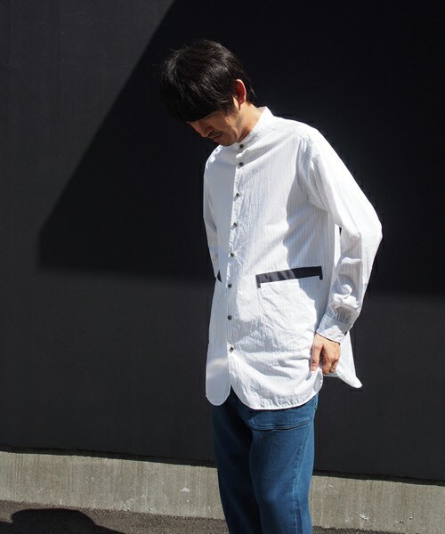 FRAPBOIS（フラボア）の「グランパ（シャツ/ブラウス・メンズ・ホワイト/ブルー/ネイビー・2/3）」の6枚目の写真