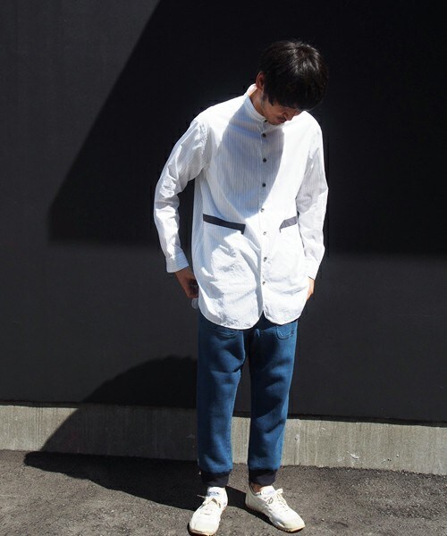 FRAPBOIS（フラボア）の「グランパ（シャツ/ブラウス・メンズ・ホワイト/ブルー/ネイビー・2/3）」の5枚目の写真