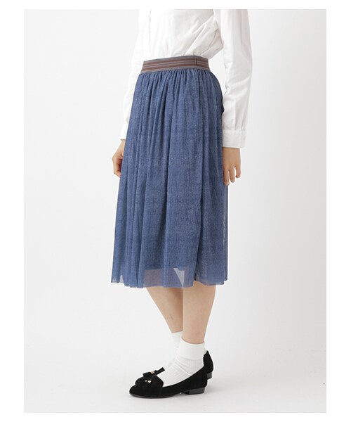 earth music&ecology（アースミュージックアンドエコロジー）の「＜WEB限定大きな・小さなサイズ＞チュールミディ丈スカート（スカート・オフホワイト/グレー/カーキ/インディゴ/ネイビー・XS/L）」の7枚目の写真