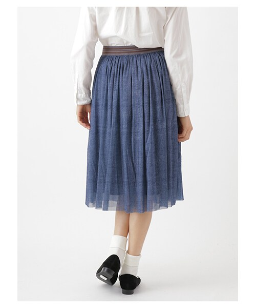 earth music&ecology（アースミュージックアンドエコロジー）の「＜WEB限定大きな・小さなサイズ＞チュールミディ丈スカート（スカート・オフホワイト/グレー/カーキ/インディゴ/ネイビー・XS/L）」の8枚目の写真