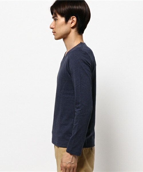 glory crew（グローリークルー）の「スーピマコットンVネックロングTシャツ（Tシャツ/カットソー・メンズ・ホワイト/ブラック/チャコールグレー/カーキ/ブルー/ネイビー/ボルドー・MEDIUM/SMALL/LARGE/LL）」の9枚目の写真