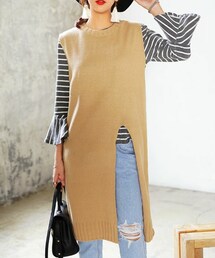 DHOLIC | サイドスリットロングニットベスト(ベスト)