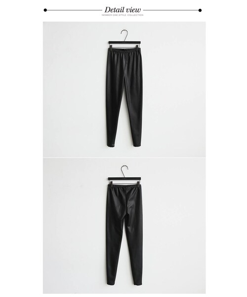 Aco Design（アコデザイン）の「レギンス スリム 美脚/ウエストゴム レギパン/レザー レギンス 10分丈/スパッツ ブラック スリム（レギンス/スパッツ・レディース・ブラック・フリーサイズ　ウエスト：58　ヒップ：73　股上：24　袖幅：19　総丈：93）」の13枚目の写真