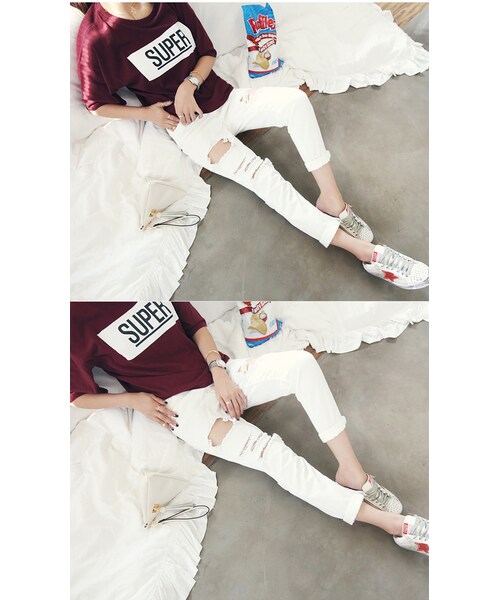 Aco Design（アコデザイン）の「スニーカー 白 レディース/メッシュ スニーカー シューズ/ホワイト スニーカー/運動靴 レディース 白（スニーカー・レディース・ブラック・22.5~25.0　[23.0基準]　前底:2.5　後底：2.5　幅：8.3　足長：23.6）」の8枚目の写真