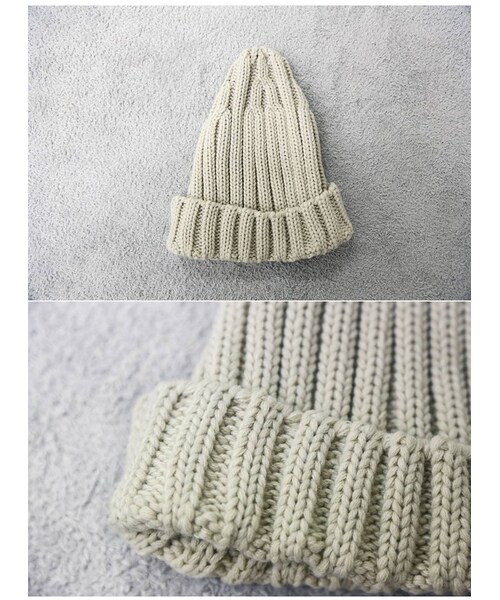 Aco Design（アコデザイン）の「ビーニー ニット/ニット帽 リブ/帽子 ニット帽（ニットキャップ/ビーニー・レディース・ブラック・フリーサイズ　総丈:31　頭囲:45）」の11枚目の写真
