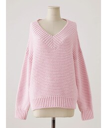 imvely | Vネックザックリ編みニット(ニット/セーター)