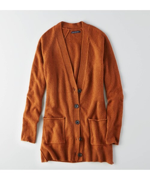 American Eagle（アメリカンイーグル）の「AEOボーイフレンドカーディガン（カーディガン/ボレロ・レディース・ブラック/ライトカシュー/キャラメル/サマーバーガンディー/ライトグレー・XXS/XS/S/M/L/XL）」の4枚目の写真