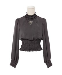 mon Lily | Lily刺繍シャーリングブラウス(トップス)