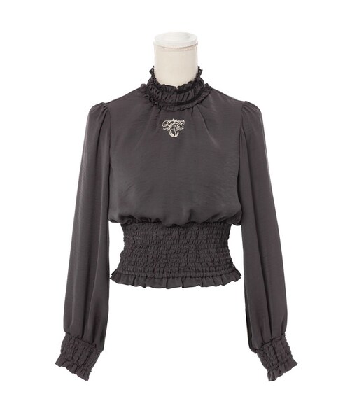 mon Lily（モンリリィ）の「Lily刺繍シャーリングブラウス（トップス・レディース・ホワイト/ピンク/チャコール・M/L）」の2枚目の写真