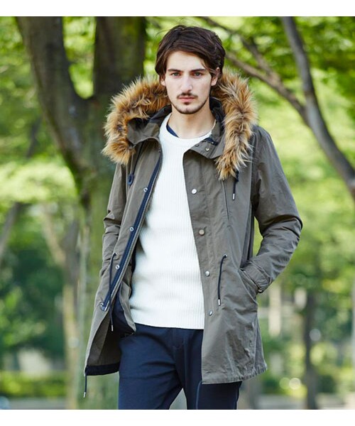 HAMNETT（ハムネット）の「【HAMNETT】 PEACH SKIN MODS COAT（ジャケット/アウター・メンズ・ブラック/カーキ・M/L/XL）」の2枚目の写真