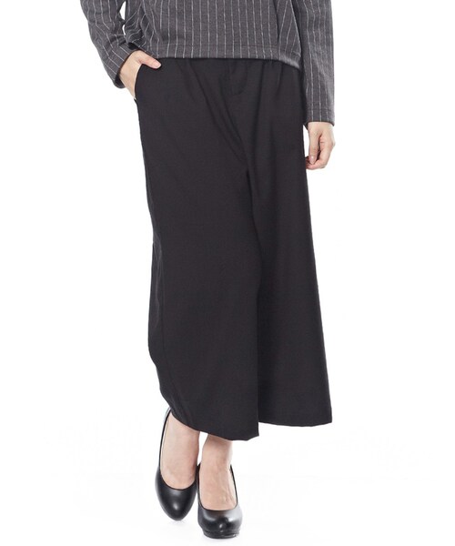 Honeys（ハニーズ）の「ワイドパンツ（パンツ・スキニー・レディース・クロ/コン/キャメル/杢チャコール/クロストライプ/グレーストライプ・Ｓ/Ｍ/Ｌ/ＬＬ）」の2枚目の写真