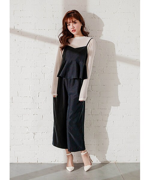 gracegift(グレースギフト)の「韓國都會感蜜桃絨無袖套裝(その他・レディース・黑・F)」の4枚目の写真