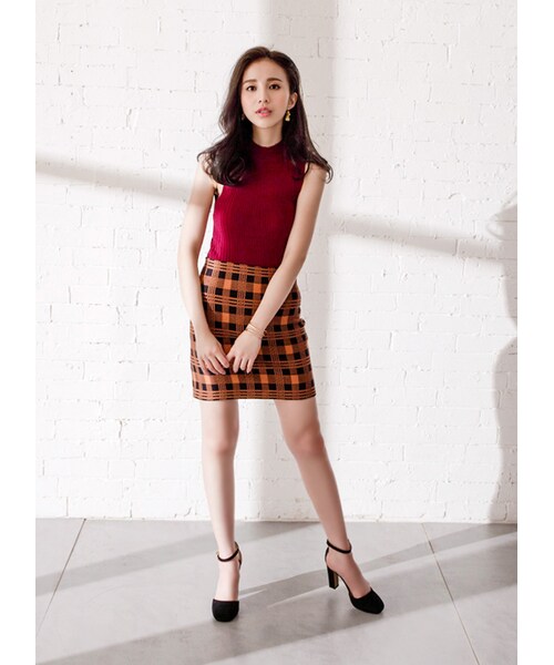 gracegift（グレースギフト）の「韓國纖細感立領針織背心（トップス・レディース・白/酒紅/深綠・F）」の16枚目の写真