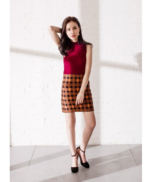 gracegift（グレースギフト）の「韓國纖細感立領針織背心（トップス・レディース・白/酒紅/深綠・F）」の13枚目の写真