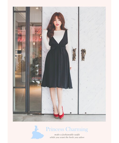 gracegift（グレースギフト）の「韓國百搭細針織棉質上衣（トップス・レディース・白/深藍・F）」の9枚目の写真