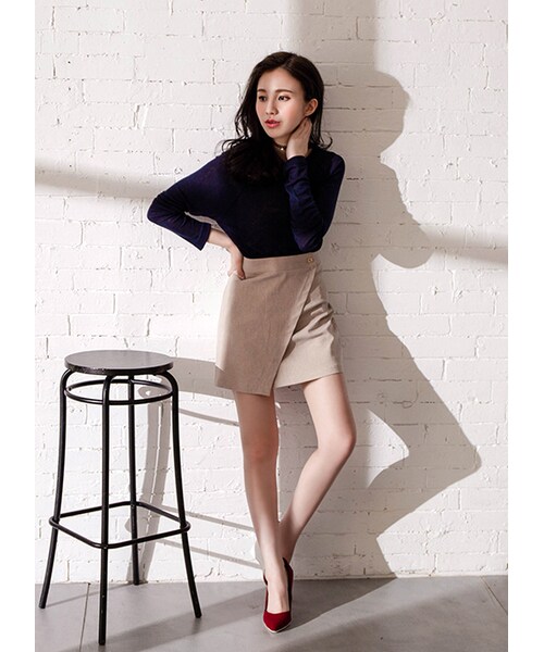 gracegift（グレースギフト）の「韓國百搭細針織棉質上衣（トップス・レディース・白/深藍・F）」の17枚目の写真