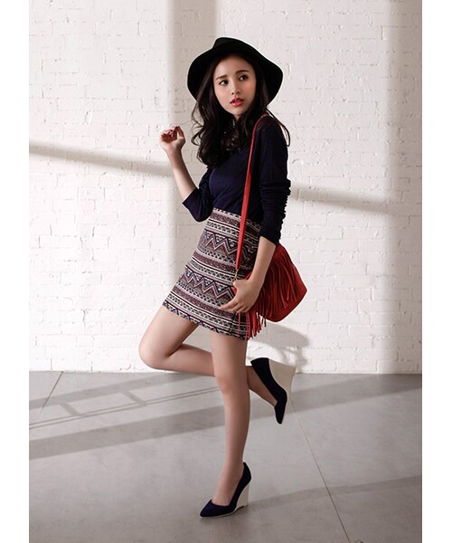 gracegift（グレースギフト）の「韓國百搭細針織棉質上衣（トップス・レディース・白/深藍・F）」の16枚目の写真